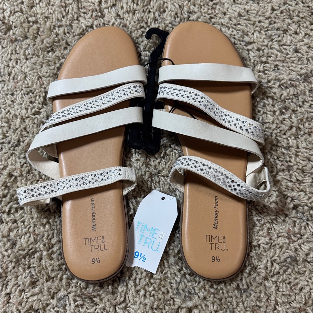 Time and Tru Cream Strappy Sandals